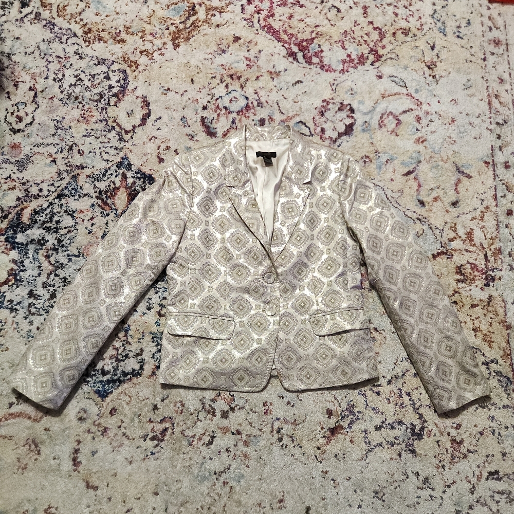 J. Crew Collection Metallic Brocade Jacket Gold Green Size 6